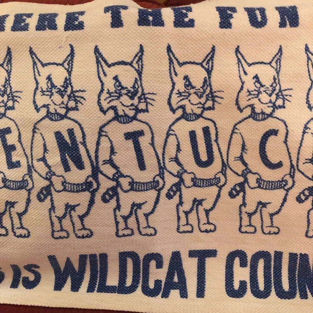 Kentucky Wildcat Printed Woven Mat/Banner Vintage Blue on Cream University Fun!